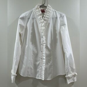 Talbots White Ruffled Blouse
